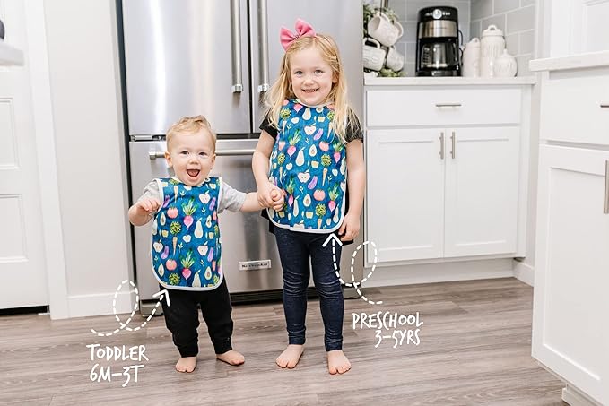 BapronBaby Organic Produce Bapron - No Neck Tie Safer Bib for Baby& Toddler - Soft Waterproof Stain Resistant - Machine Washable - Sz Baby/Toddler 6m-3T