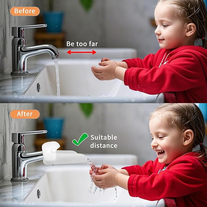 KOMIDK Faucet Extender for Bathroom Sink Faucet Extender for Toddlers Bathroom Sink Kitchen Bathtub (White)
