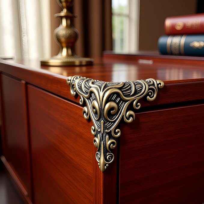 30 Pcs Antique Edge Corner Decorative Protectors, Scrapbooking Albums Embellishment Photo Frame Jewelry Box Decorative Corner (Antique Bronze)