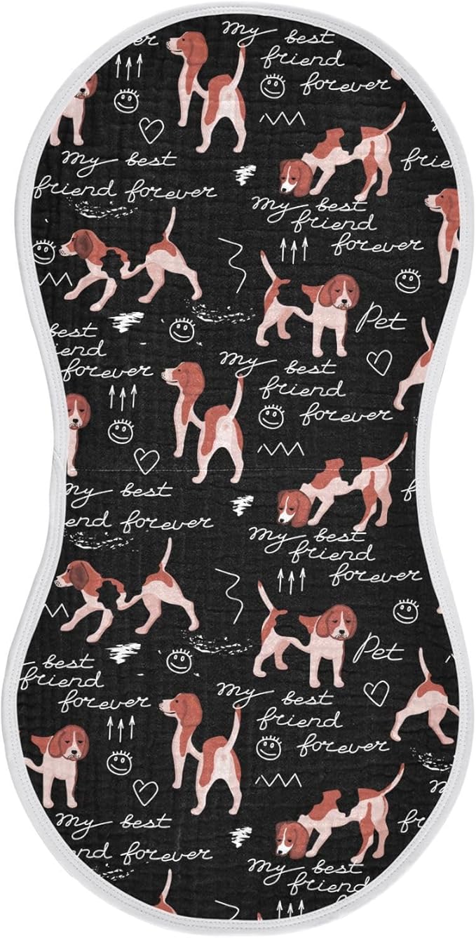 vvfelixl Burp Cloths Beagle Dogs Friends for Baby Boy Girls Baby Washcloths Burp Rags 1 Pack