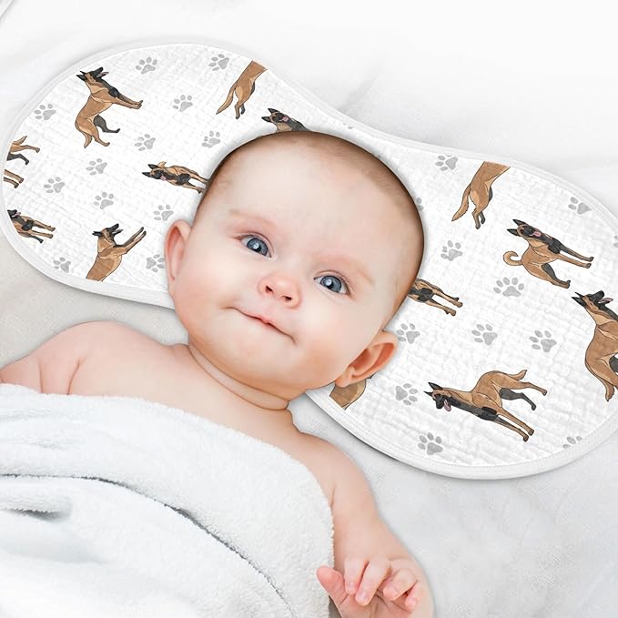 1 Pack Muslin Burp Cloths Belgian Dog Paw Prints White Cotton Baby Burp Cloths Ultra Absorbent and Soft Spit Up Rags for Newborn Babies Boys Girls 22x11 Inch