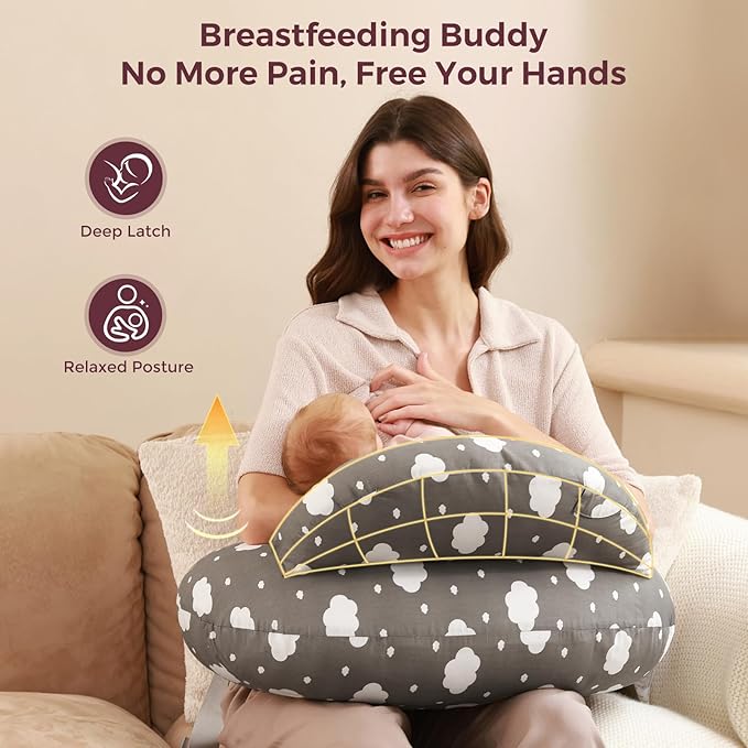 Momcozy Nursing Pillow Cover for Original Pillow- Pioneering Safety Fence - Plus Size Breastfeeding Pillow for Ergonomic Comfort & Support-Easier and Healthier Nursing, Cotton Cover Only