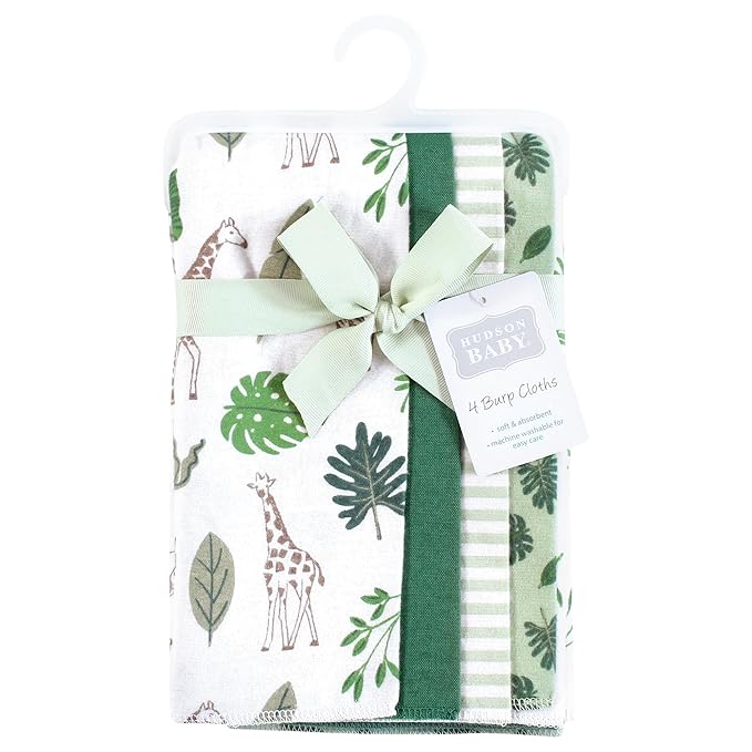Hudson Baby Unisex Baby Cotton Flannel Burp Cloths, Jungle, One Size