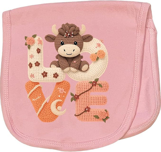 inktastic Cute Highland Cow Baby Burp Cloth Pink 47c04