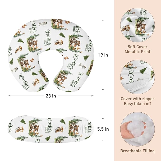 Dyoart Baby Nursing Pillow Cover,Personalized Name Soft Nursing Covers,Breastfeeding Pillow Slipcover for Bottle Feeding,Gifts for Infant,Dinosaur(one Size)