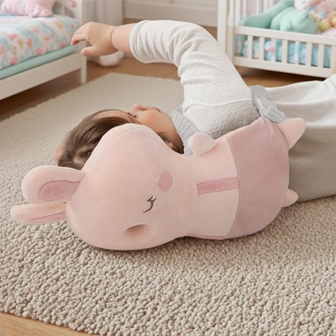 Baby Head Protector Backpack Memory Foam,Toddler Baby Walker Head Protection Safety Pad, 3-Sided Fall Head Safety Protection (Pink Rabbit)