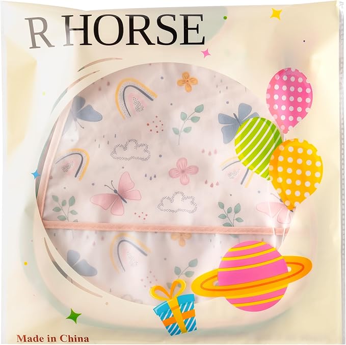 R HORSE 5Pcs Baby Bibs Set Toddler Bibs with Crumb Catcher Pocket & Snap Button Waterproof Baby Feeding Bibs for 6-24 Months