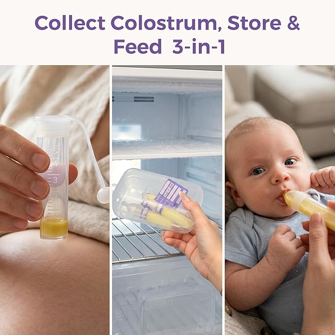 Breastfeeding Care Kit for Nursing Moms, 60-Piece Complete Gift Set with Milk Collector, 50 Storage Bags & Hot/Cold Packs - Relieves Engorgement & Improves Milk Flow,BPA-Free Essentials(Purple)
