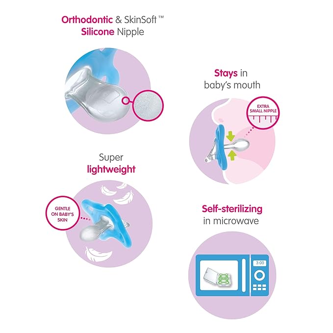 MAM Easy Start Anti Colic Baby Bottle, Easy Switch Between Breast and Bottle & Comfort Baby Pacifier, 100% Lightweight Silicone, Sterilizer Case, 0-3 Months (Pack of 2)