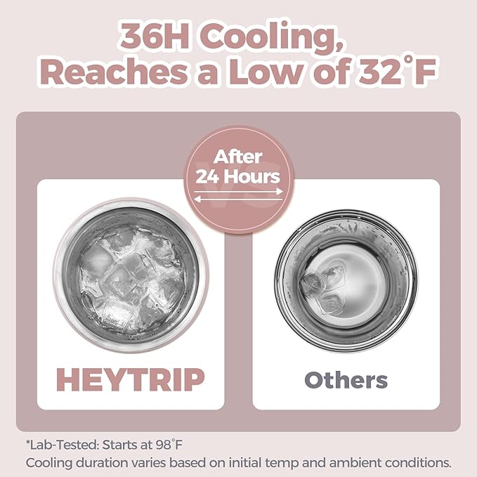 HEYTRIP Portable Breastmilk Cooler - 20oz Stainless Steel Milk Chiller Bottle for Travel & Work | Reusable Breastmilk Storage Container, 36+ Hour Cooling, TSA Approved | Rosy Azure
