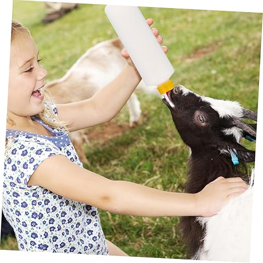 Levemolo 2sets Goat Milk Bottle Animal Feeding Bottle Material for Newborn Lambs