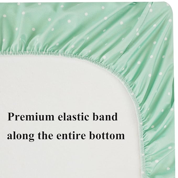 Waterproof Changing Pad Cover Set 2 Pack Stretch Jersey Knit Super Soft Green Botanical Leaf & Dots