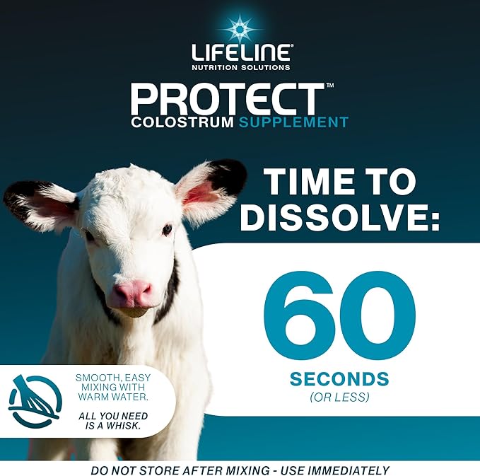 ANNUSO LIFELINE Protect Colostrum Supplement for Calves, 10lb Pail - 50g Globulin Protein per Feeding - 20% Added Fat and Carbohydrates - Immune and Energy Support for Newborn Calves