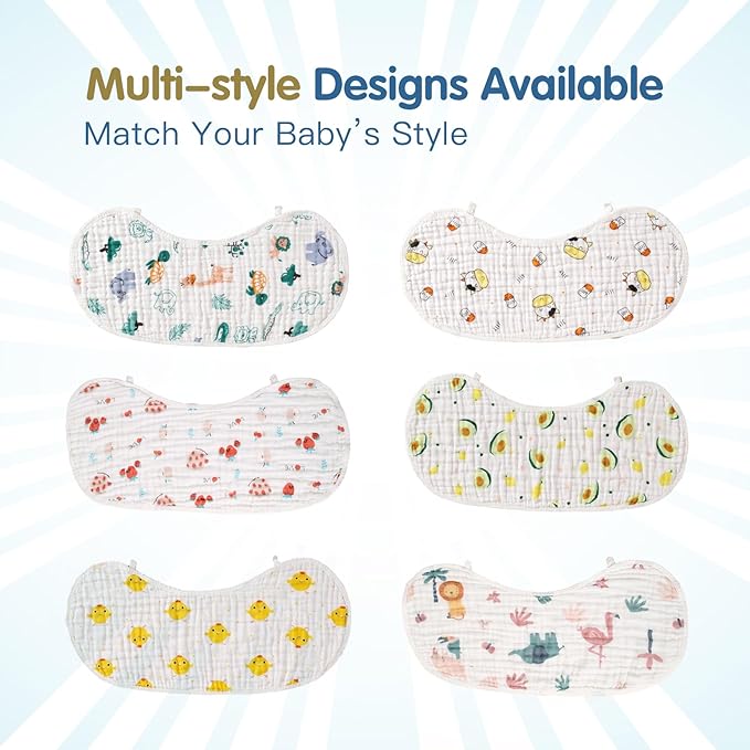 Muslin Baby Burp Cloths - 2 Pack 70% Viscose from Bamboo and 30% Cotton Large 22'' by 12'' Absorbent Milk Spit Up Rags - Burping Cloths for Newborn, Girls Boys