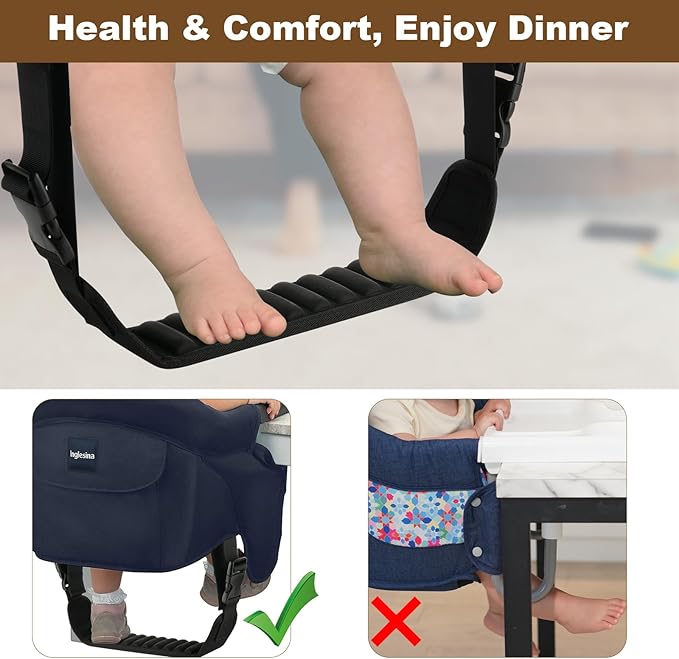 Beautyflier Baby Footrest Compatible with Inglesina Fast Table Chair, Adjustable Foot Rest for Baby Hook-On Fast Table Chair, Toddler Foot Rest for Travel - Black