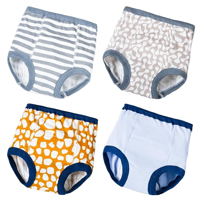 Joyo roy 4Pcs Potty Training Underwear for Boys and Girls 100% Cotton Soft Super Absorption Padded Thickness Toilet Training Pants 1T Waterproof Kids Underwear Boys Pee Pants with Potty Sticker Chart