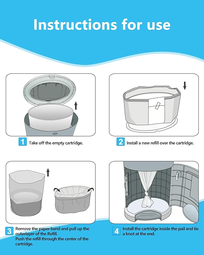 HIDALIFE Refills Compatible with Dekor Plus Diaper Pails, Disposable Diaper Trash Bags, Extra Thick Diaper Pail Refill Liners, Hold Up to 2320 Diapers (4 Pack Plus)