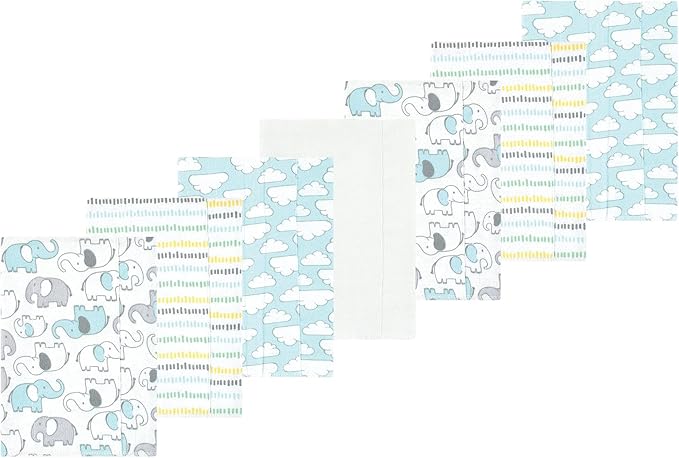 Luvable Friends Hudson Baby Flannel Burp Cloths 7pk, New Elephant
