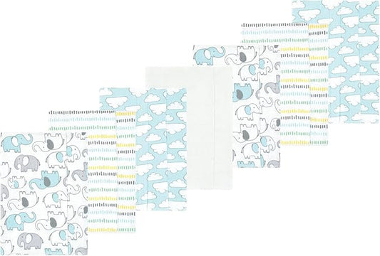 Luvable Friends Hudson Baby Flannel Burp Cloths 7pk, New Elephant