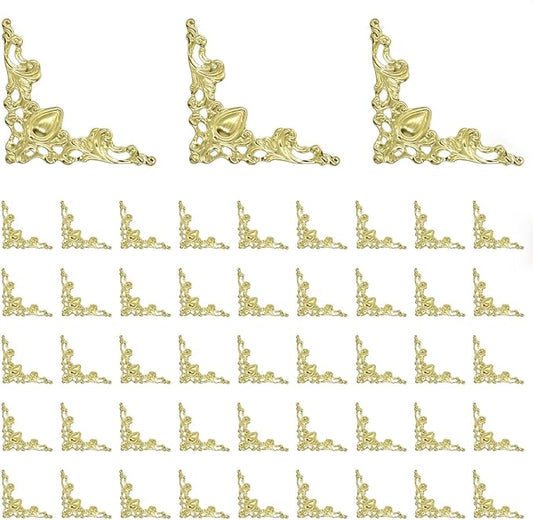 50 Pcs Corner Protector Guard Edge Cover, Book Scrapbooking Corner Protector Corner Decorative Protector Cover for Desk Case Box (Yellow)
