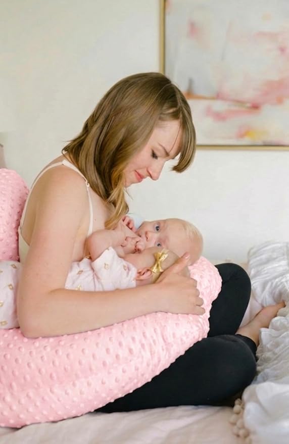 Twin Z The Pillow - Pink - The #1 Rated Twin Breastfeeding Pillow! A Must Have for Twins! - Cuddle Pink DOTS