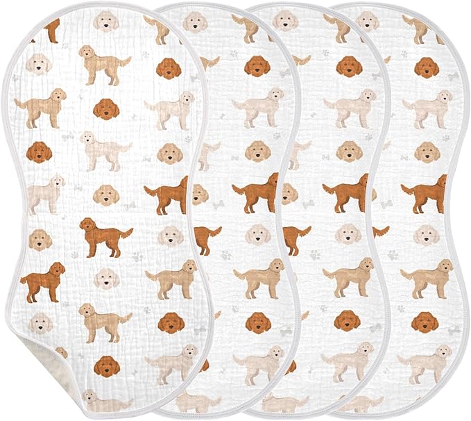 vvfelixl Muslin Burp Cloths Wheaten Terrier Poodle Baby Washcloths for Baby Girl Boys 2 Pack