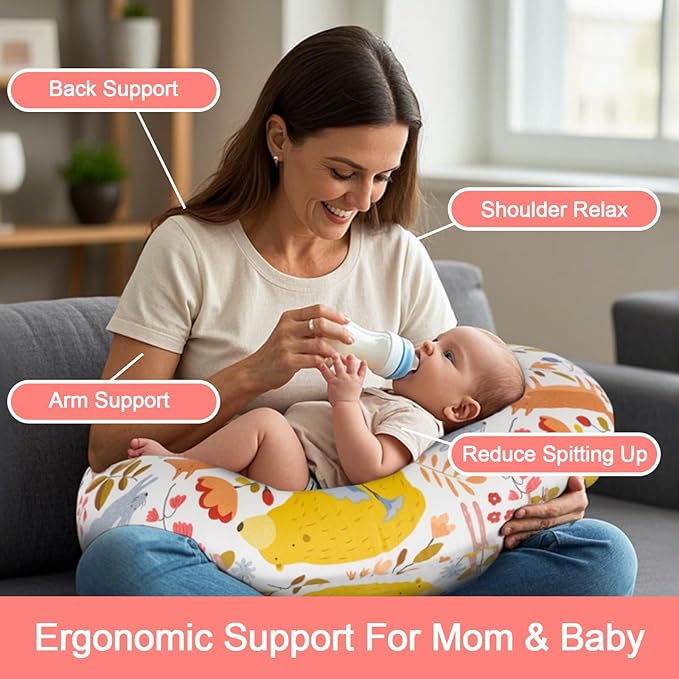 x-vesolje Nursing Pillow, Breastfeeding Pillow with Removable Cover, Ergonomic Breast Feeding Pillow, Baby Feeding Support Pillow for Mom Easier Breastfeeding- Original Size/Jungle