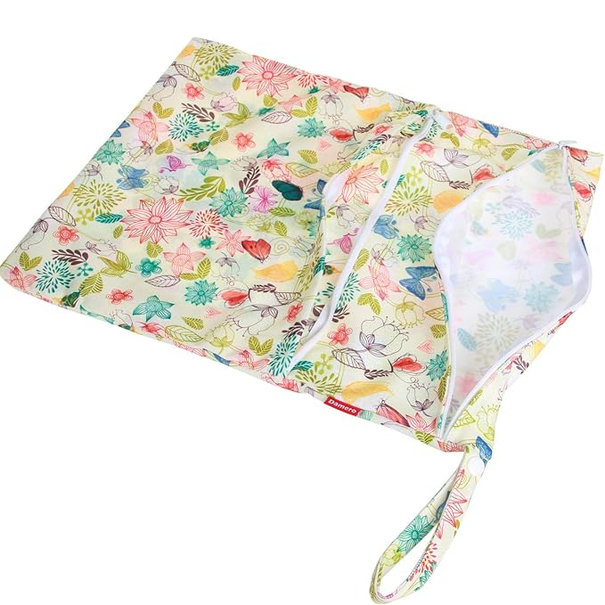 Damero 3pcs Pack Wet Dry Bag for Cloth Diapers Daycare Organizer Bag, Jungle