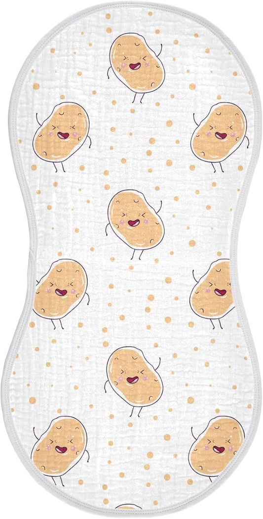 vvfelixl Baby Burp Cloths Kawaii Potatoes Baby Newborn Cotton Burping Cloths Set Baby Washcloths 4 Pack