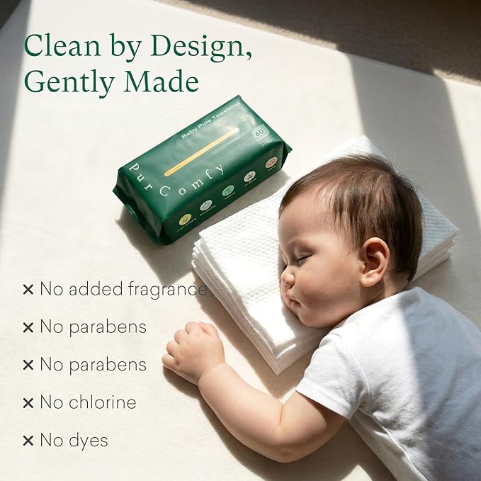 PurComfy Baby Dry Wipes for Newborn, 4 Pack Plant-Based & Hypoallergenic Disposable Cloths for Baby Diaper Changes, Meal Time & Runny Noses, Use Wet or Dry, Total 240 Count