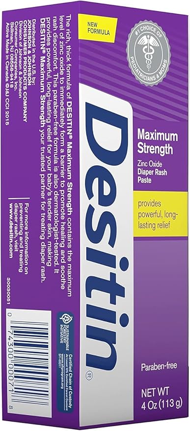 DESITIN Maximum Strength Diaper Rash Paste 4 oz (Pack of 12)