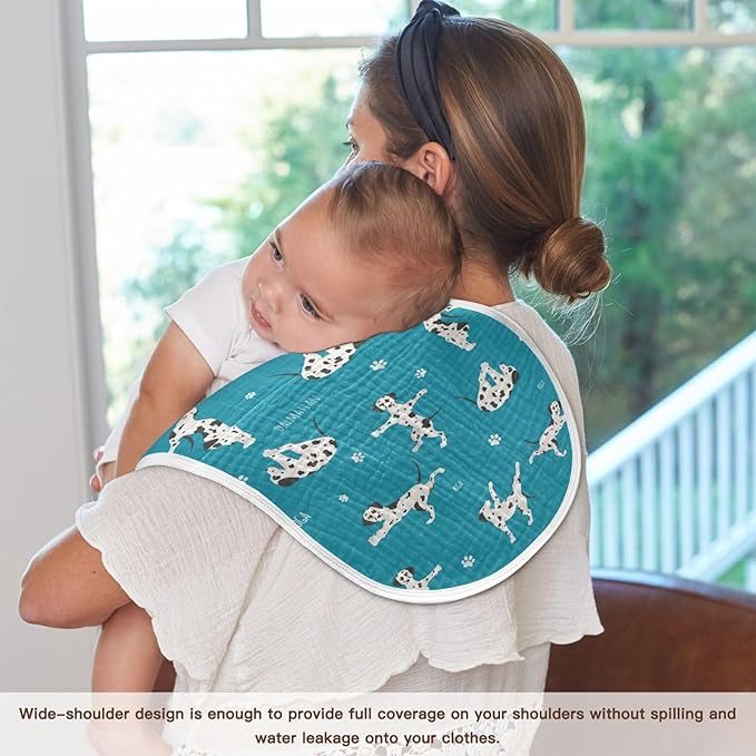 vvfelixl Burp Cloths Dalmatian Yoga Dog for Baby Boy Girls Baby Washcloths Burp Rags 1 Pack Blue