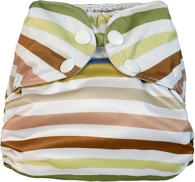 BISENKID Waterproof Cloth Diaper Cover Reusable Swim Diaper - Adjustable Outer Shell Over an Absorbent Inner Layer to Prevent Urine Blowouts - Outer Stripe, Size 1 (7-17lbs)