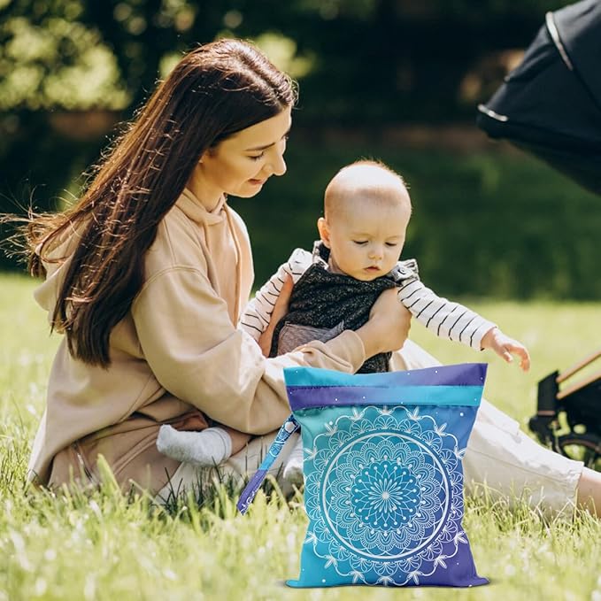 Mandala Large Wet Bag Travel Laundry Bags - Waterproof with Handle, Washable Dirty Clothes Bags for Travel, Wet & Dry, Gym Bag, Swimming Pool, College Dorm