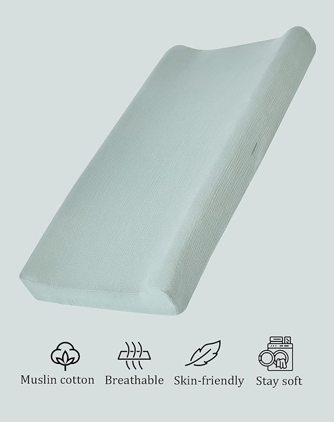 Muslin Changing Pad Cover for Baby Boys Girls, Ultra Soft Breathable Diaper Changing Table Pad Cover, Neutral Fitted Changing Pad Sheets