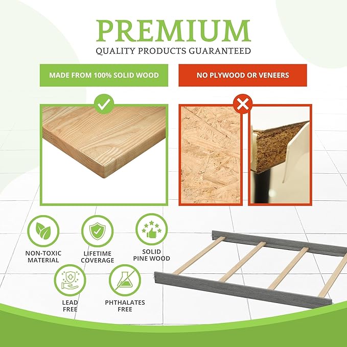 Full-Size Conversion Kit Bed Rails for Oxford, Soho, Ozlo & Avalon Baby Convertible Cribs - Solid Wood - Toddler and Adult Rail for Full-Size Bed - Nursery & Baby Furniture (Marble Gray, Hook-On Kit)