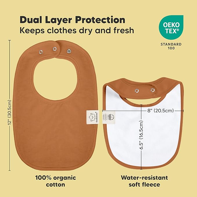 8-Pack Organic Baby Bibs for Boys, Girls - Soft Cotton Drooling and Teething Bibs for Baby Girl & Boy, Extra Absorbent, Easy To Clean & Put On for Toddler, Newborn, Infant 0-24 Months (Terracotta)