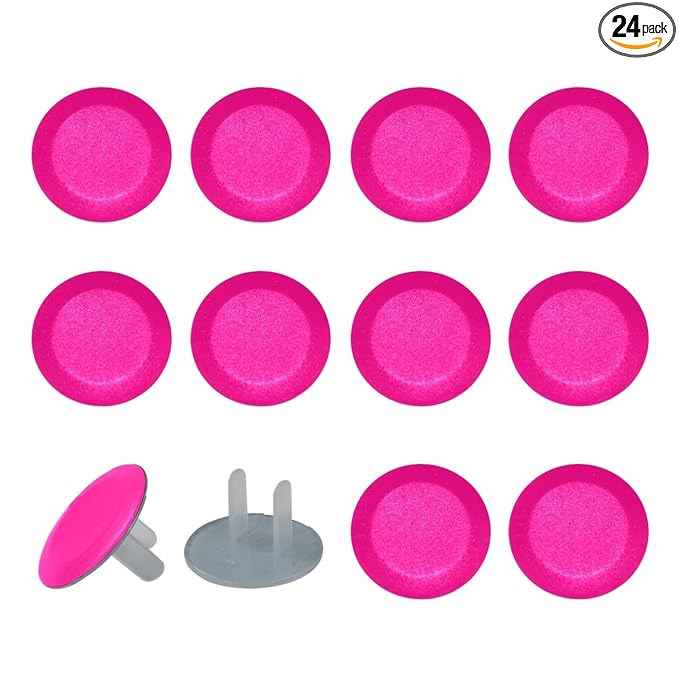 Pure Rose Pink Pattern Outlet Covers (12 or 24 Pack) - Child Safety Electric Plug Protectors to Prevent Power Shock
