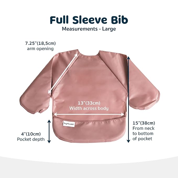 Tiny Twinkle Long Sleeve Bib for Babies & Toddlers | Waterproof Smock Bib for Eating | Machine Washable & Mess-Proof Feeding Essentials | Newborn Shower Gift (Flutter, 2-4Y)