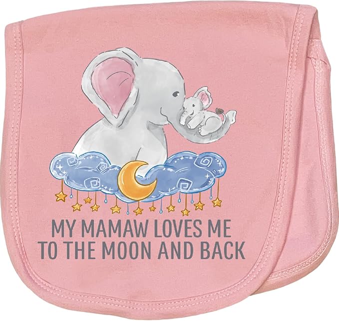 inktastic My Mamaw Loves Me to The Moon and Back Baby Burp Cloth Pink 46160