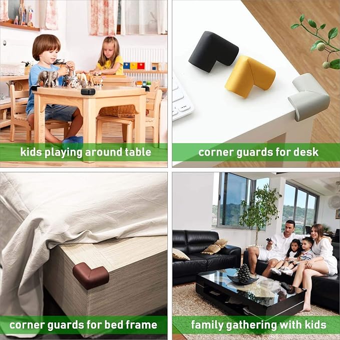 Edge & Corner Guards, 8 Pack – Table Corner Protector, Desk Edge Protection, Impact Absorbing Furniture Bumper, Baby Safety Foam Corner Guard, Soft Corner Cover Cushion for Kid, Adhesive (white color)