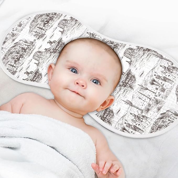 Cowboys Baby Muslin Burp Cloths Set of 2 Southwest Cowboy Muslin Washcloths Western Desert Milk Spit Up Rags Soft Newborn Towel Burp Cloth Bib for Unisex Boys and Girls, 22 x 11 Inch