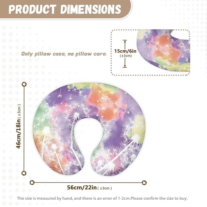 Colorful Pattern and Flower Nursing Pillow Cover for Baby Boy Girl Slipcover for Breastfeeding Pillows, Soft and Stretchy Safely Breastfeeding Pillow Cover