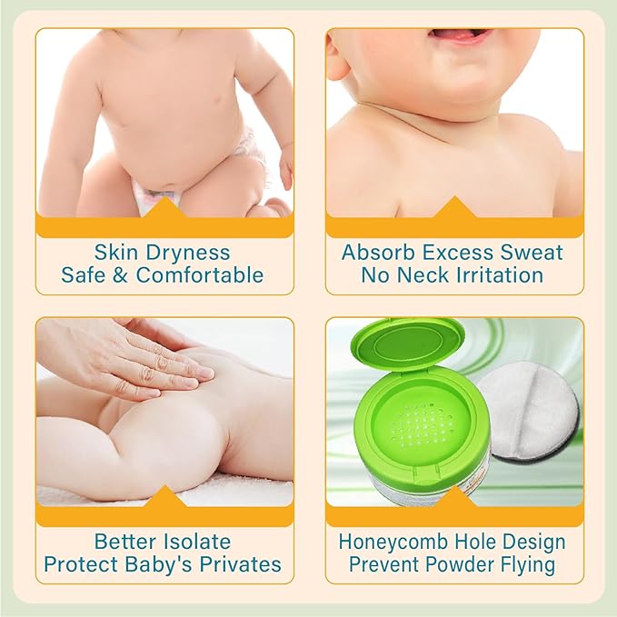 PEGO Cornstarch Baby Powder,with Zinc Oxide,Aloe Vera & Vitamin E,Talc-Free Baby Body Powder,Soothing Skin Care,Hypoallergenic for Delicate Skin & Diaper Rash,Baby Essentials 4.9oz