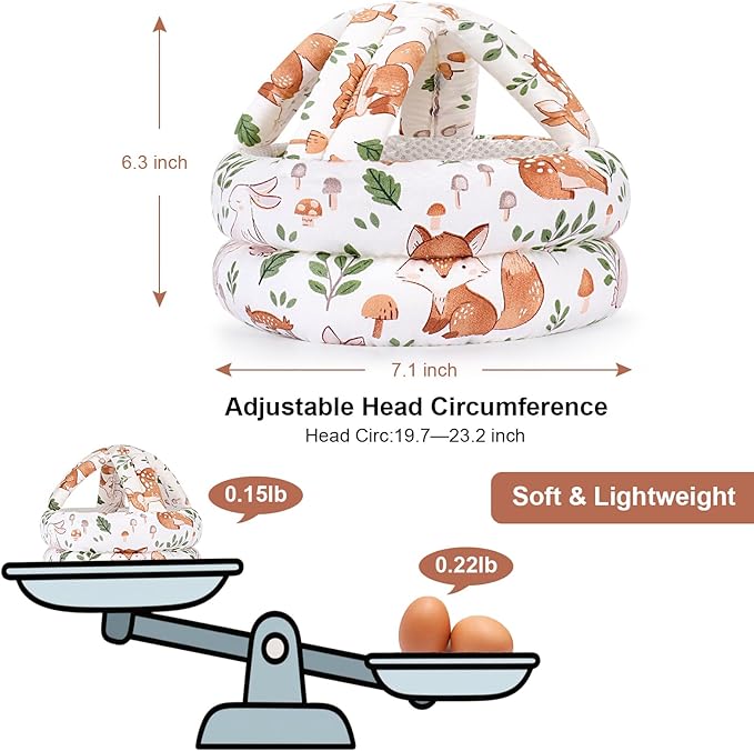 Accmor Baby Helmet for Crawling Walking, Cute Toddler Head Protector Adjustable No Bumps and Soft Cushion, Breathable Infant Safety Cap for Boys Girls Learning to Walk
