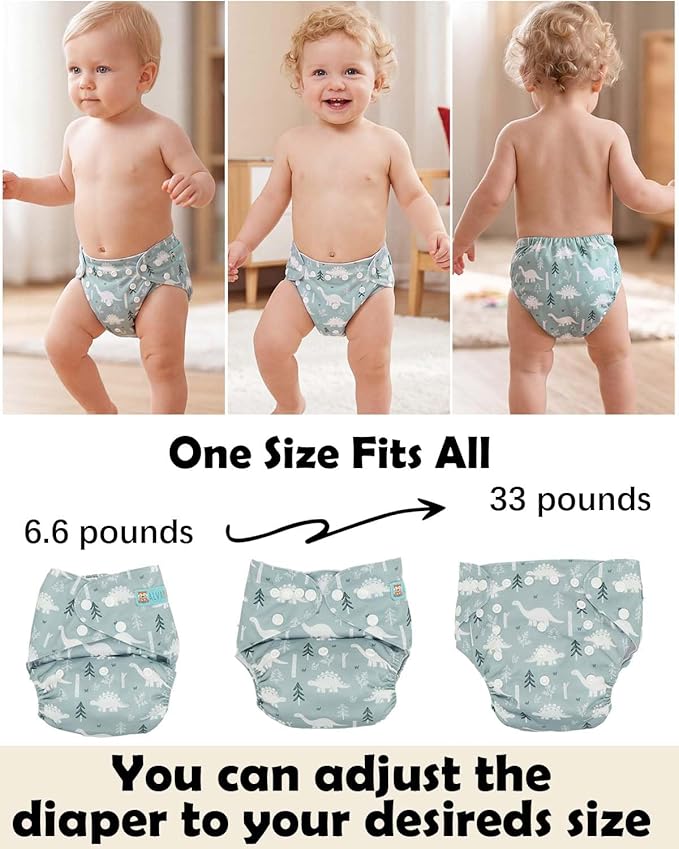 ALVABABY Baby Cloth Diapers 6 Pack with 12 Inserts Cloth Diaper Covers Adjustable Washable Reusable for Baby Girls and Boys 6DM137A