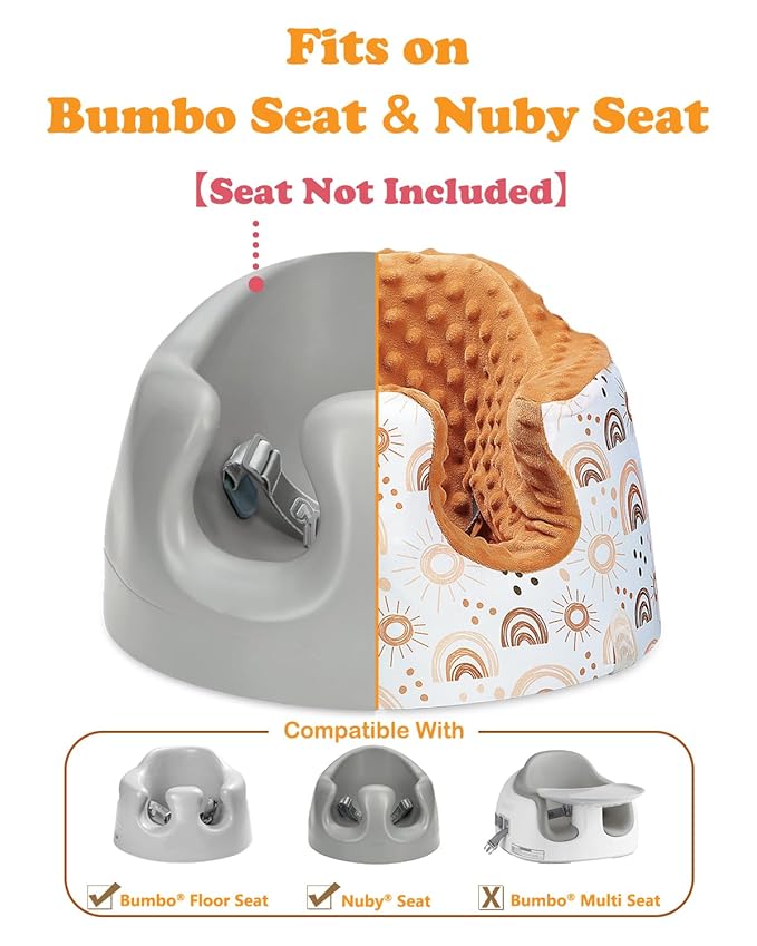 BOMOLOUR Seat Cover Compatible with Bumbo Seat and Nuby Seat, Floor Seat Cover for Boys and Girls, Removable Breathable Baby Seat Cover, New Designed, Anti-Slip, Seat Not Included, Rainbow