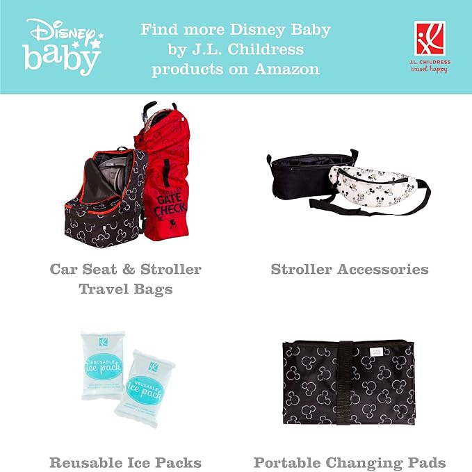 Disney Baby by J.L. Childress TwoCOOL Breastmilk Cooler - Double Baby Bottle & Food Bag - Ice Pack Included - Fits 2-4 Bottles - Insulated & Leak Proof Bottle Bag - Mickey Black (Pack of 2)