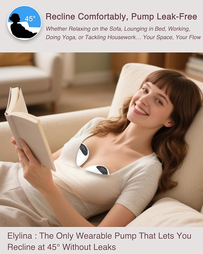 Wearable Breast Pump, Curved Fit, Leak-Free Comfort, Electric, Portable & Hands-Free, Strong Suction in Ultra-Slim, Discreet Design, All-Day Battery, Super Quiet, Touch Screen, Suction Tester