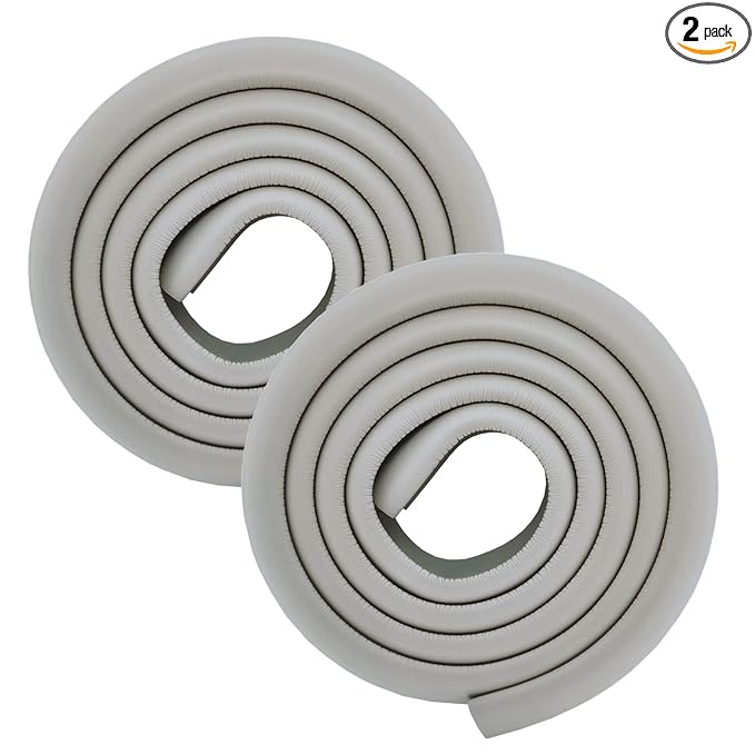 M2cbridge L Shape Extra Thick Furniture Table Edge Protectors Foam 6.5 Ft (Grey (6.5ft x 2))